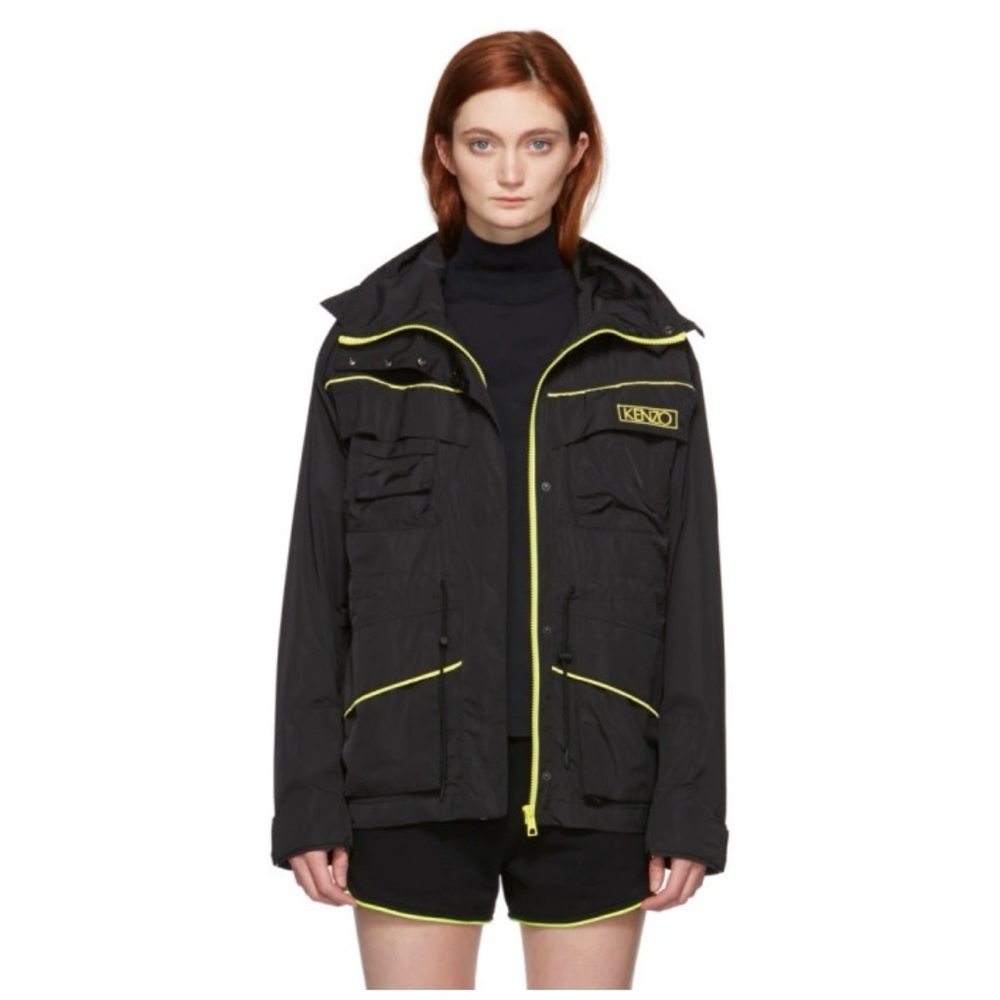 Kenzo Utility Lightweight Jacket in Black with Yellow Highlights